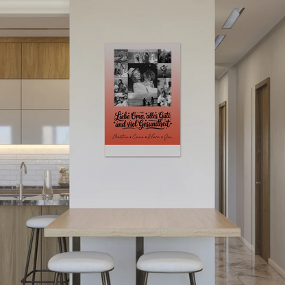 Personalisierte Oma Plakat Fotoboard mit 11 Fotos Schwarz-Weiß für alles Gute Gesundheit
