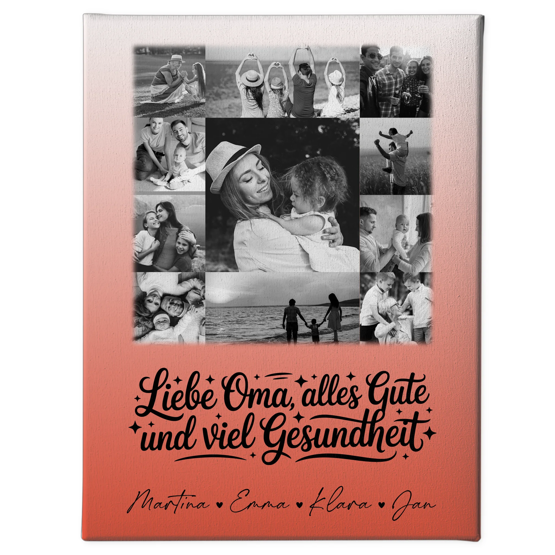 Personalisierte Oma Plakat mit 11 Fotos Schwarz-Weiß für alles Gute Gesundheit Geschenk 1