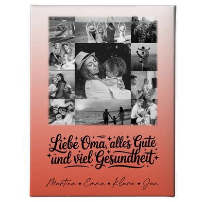 Personalisierte Oma Plakat mit 11 Fotos Schwarz-Weiß für alles Gute Gesundheit Geschenk 1