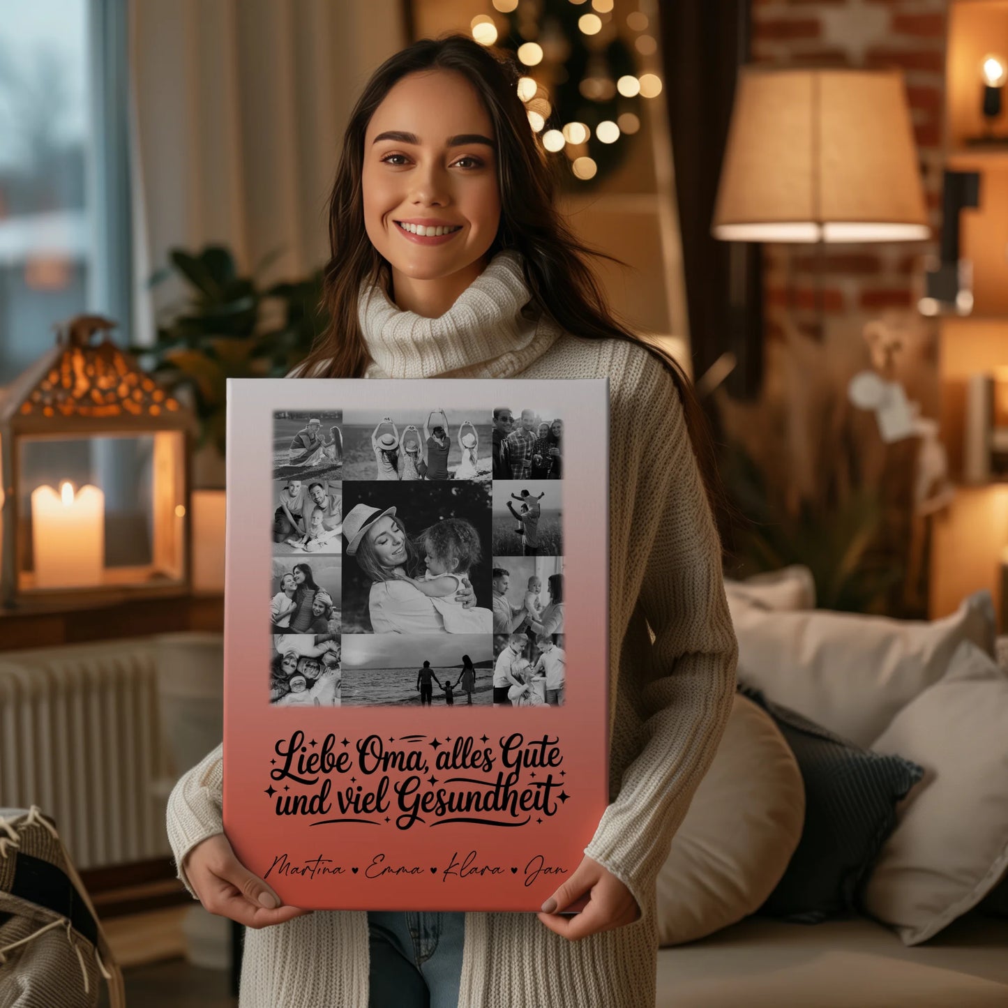 Personalisierte Oma Plakat mit 11 Fotos Schwarz-Weiß für alles Gute Gesundheit Geschenk 2