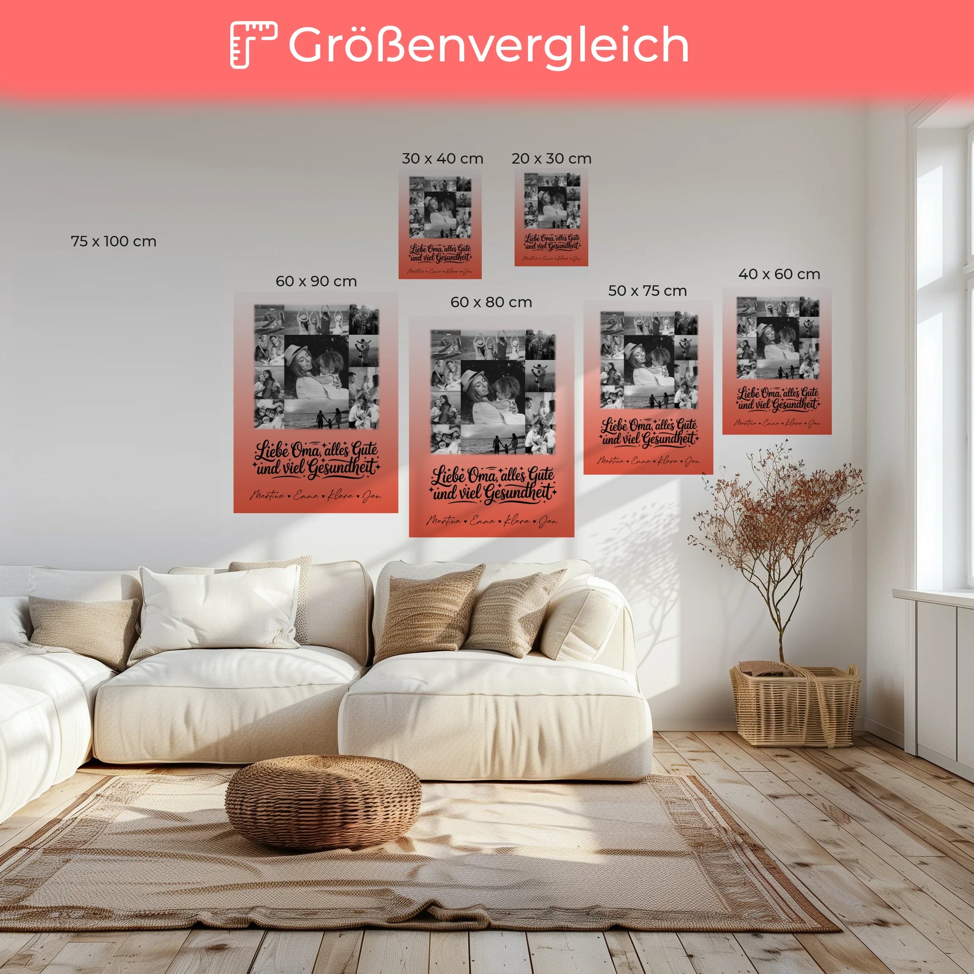 Personalisierte Oma Plakat mit 11 Fotos Schwarz-Weiß für alles Gute Gesundheit Geschenk 6