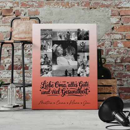 Personalisierte Oma Plakat mit 11 Fotos Schwarz-Weiß für alles Gute Gesundheit Geschenk 4