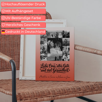 Personalisierte Oma Plakat mit 11 Fotos Schwarz-Weiß für alles Gute Gesundheit Geschenk 5