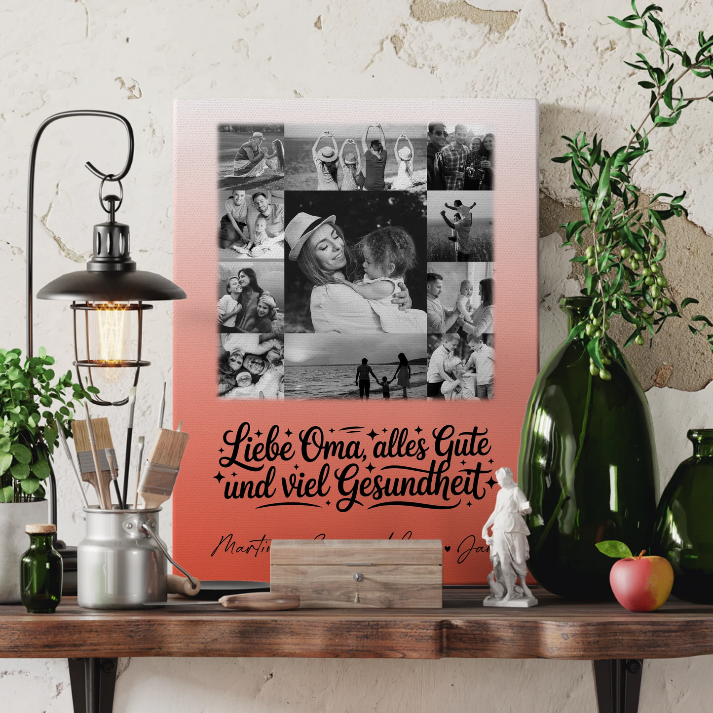 Personalisierte Oma Plakat mit 11 Fotos Schwarz-Weiß für alles Gute Gesundheit Geschenk 3