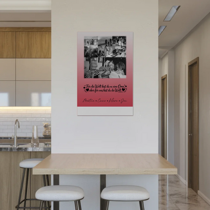 Oma Plakat Fotoboard mit 8 Fotos und Herz Du bist für mich die Welt Schwarz-Weiß Personalisiertes Geschenk 2