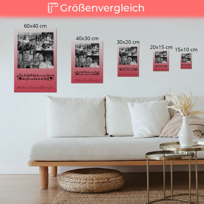 Oma Plakat Fotoboard mit 8 Fotos und Herz Du bist für mich die Welt Schwarz-Weiß Personalisiertes Geschenk