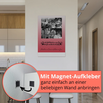 Oma Plakat Fotoboard mit 8 Fotos und Herz Du bist für mich die Welt Schwarz-Weiß Personalisiertes Geschenk