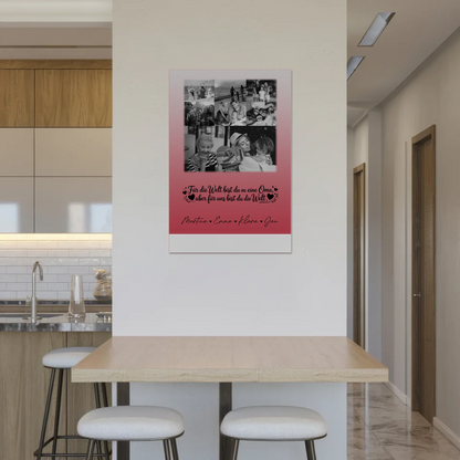 Oma Plakat Fotoboard mit 8 Fotos und Herz Du bist für mich die Welt Schwarz-Weiß Personalisiertes Geschenk