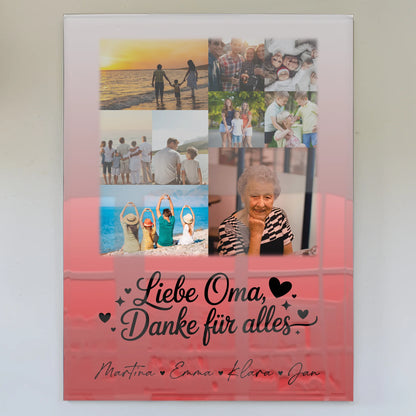 Oma Plakat Acrylglas Bild mit 9 Fotos Liebe Oma Danke für alles