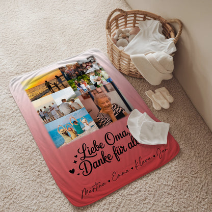 Personalisierte Decke Oma mit 9 Fotos Liebe Oma Danke für alles