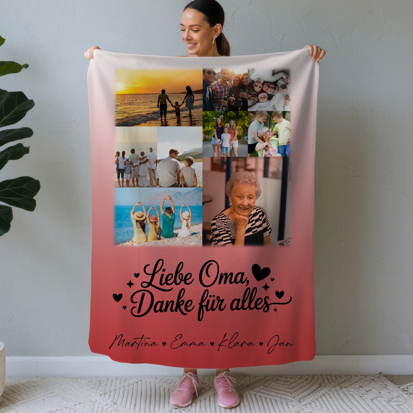 Personalisierte Decke Oma mit 9 Fotos Liebe Oma Danke für alles 1