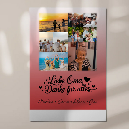 Oma Plakat mit 9 Fotos Liebe Oma Danke für alles personalisiertes Geschenk