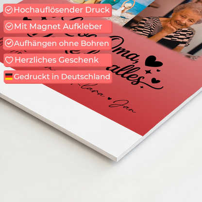 Oma Plakat mit 9 Fotos Liebe Oma Danke für alles personalisiertes Geschenk