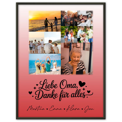 Oma Poster mit 9 Fotos Liebe Oma Danke für alles personalisiertes Geschenk