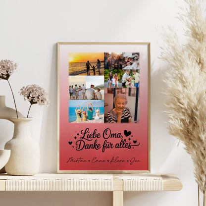Oma Poster mit 9 Fotos Liebe Oma Danke für alles personalisiertes Geschenk