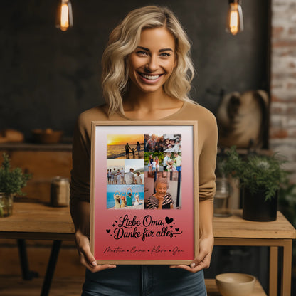 Oma Poster mit 9 Fotos Liebe Oma Danke für alles personalisiertes Geschenk