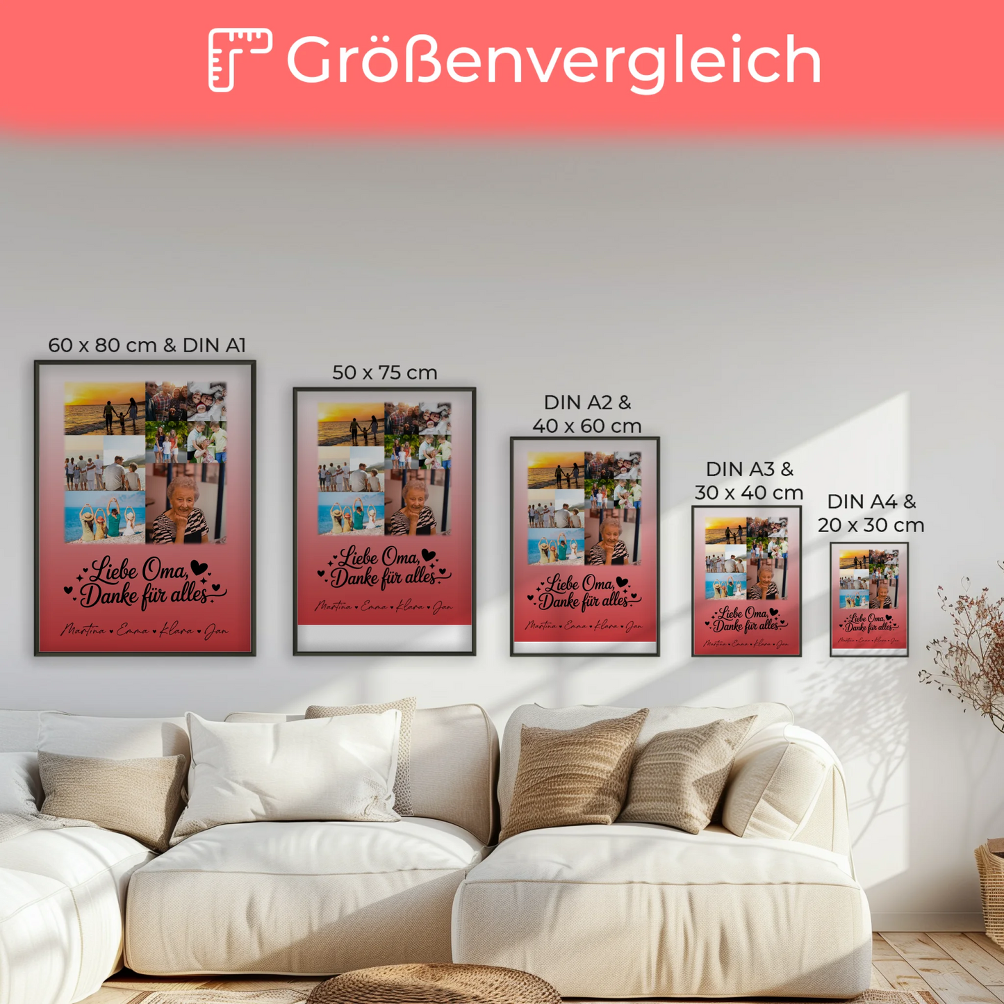 Oma Poster mit 9 Fotos Liebe Oma Danke für alles personalisiertes Geschenk