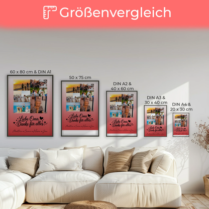 Oma Poster mit 9 Fotos Liebe Oma Danke für alles personalisiertes Geschenk