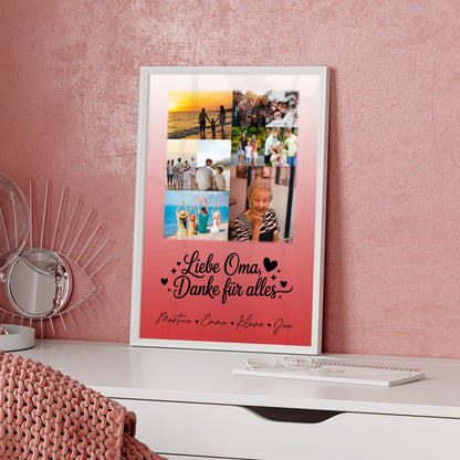 Oma Poster mit 9 Fotos Liebe Oma Danke für alles personalisiertes Geschenk