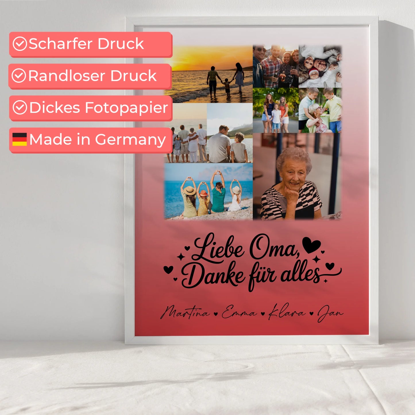 Oma Poster mit 9 Fotos Liebe Oma Danke für alles personalisiertes Geschenk