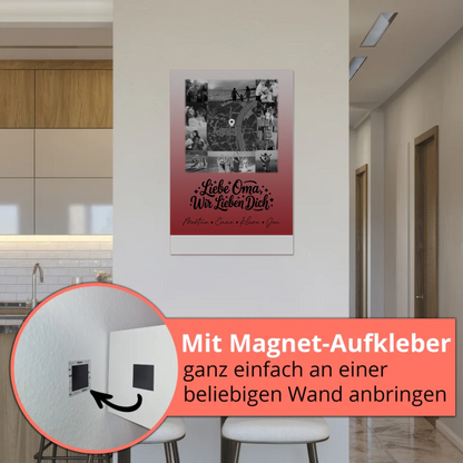 Oma Plakat mit 10 Fotos und Karte in der Mitte Liebe Oma wir lieben Dich Schwarz-Weiß Personalisiertes Geschenk 5