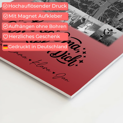 Oma Plakat mit 10 Fotos und Karte in der Mitte Liebe Oma wir lieben Dich Schwarz-Weiß Personalisiertes Geschenk 10