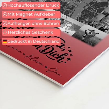 Oma Plakat mit 10 Fotos und Karte in der Mitte Liebe Oma wir lieben Dich Schwarz-Weiß Personalisiertes Geschenk