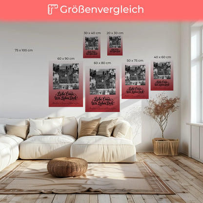 Oma Plakat Leinwand mit 10 Fotos und Karte in der Mitte Liebe Oma wir lieben Dich Schwarz-Weiß personalisiertes Geschenk 6