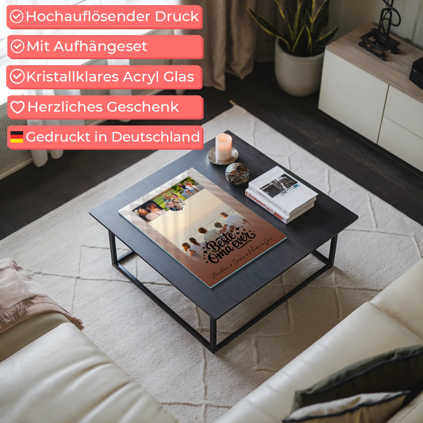 Oma Plakat mit 4 Fotos und 1 Kleines Herz Foto Beste Oma Ever personalisiertes Geschenk