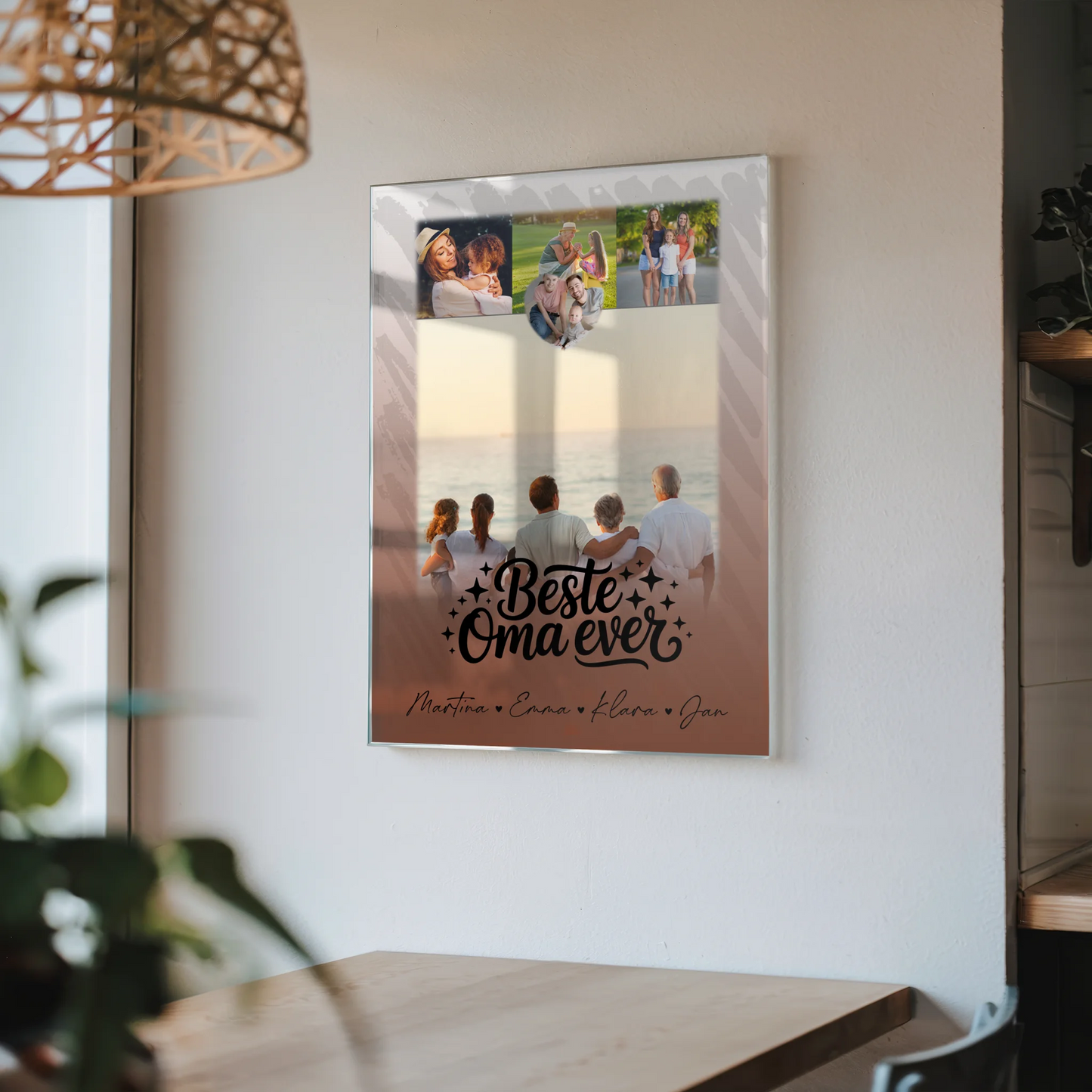 Oma Plakat mit 4 Fotos und 1 Kleines Herz Foto Beste Oma Ever personalisiertes Geschenk