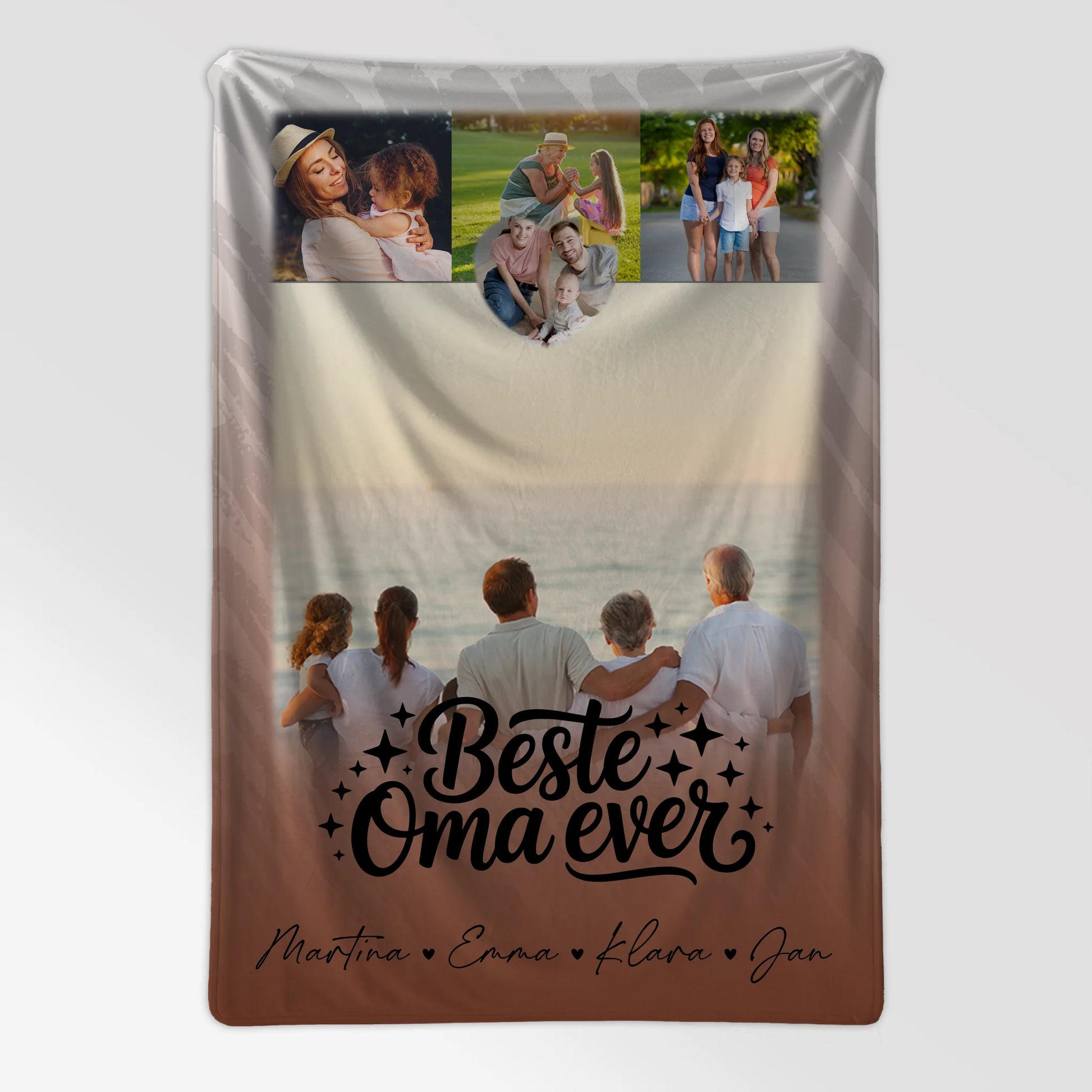 Personalisierte Decke für Oma und Opa mit 4 Fotos und Herz Motiv Beste Oma Ever 7