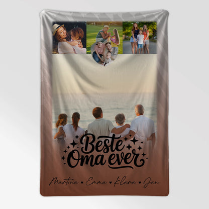 Personalisierte Decke für Oma und Opa mit 4 Fotos und Herz Motiv Beste Oma Ever 7