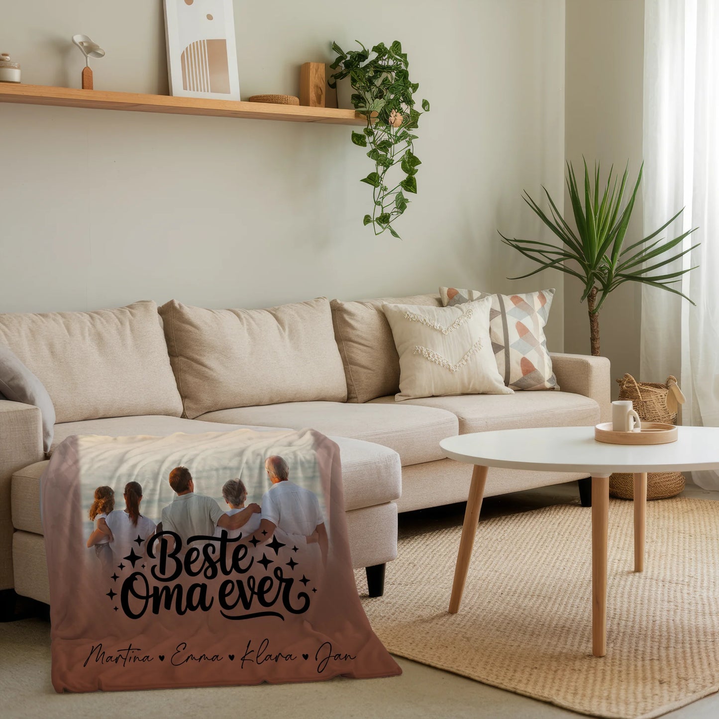 Personalisierte Decke für Oma und Opa mit 4 Fotos und Herz Motiv Beste Oma Ever 4