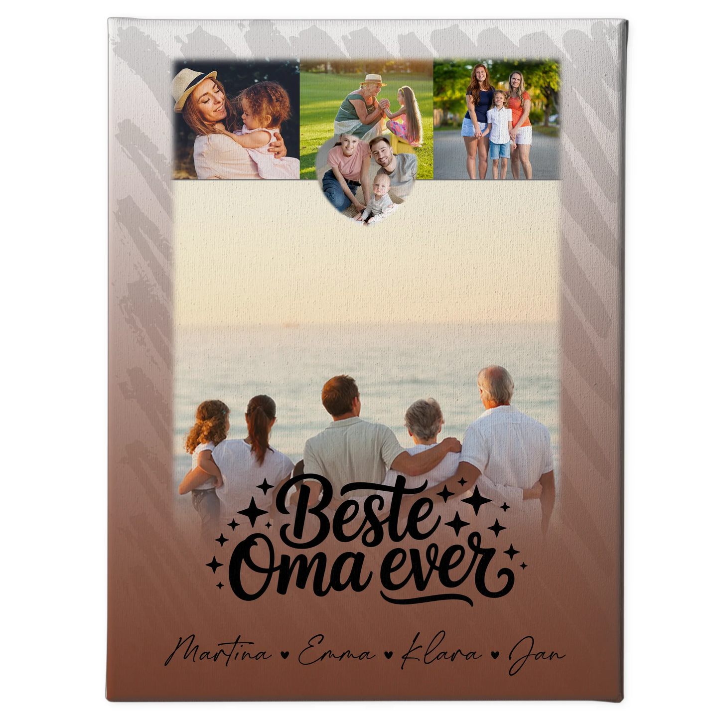 Personalisiertes Wandbild Oma mit 4 Fotos und 1 Kleines Herz Foto Beste Oma Ever 1