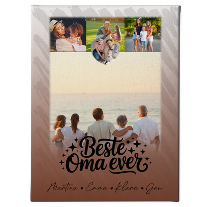 Personalisiertes Wandbild Oma mit 4 Fotos und 1 Kleines Herz Foto Beste Oma Ever 1