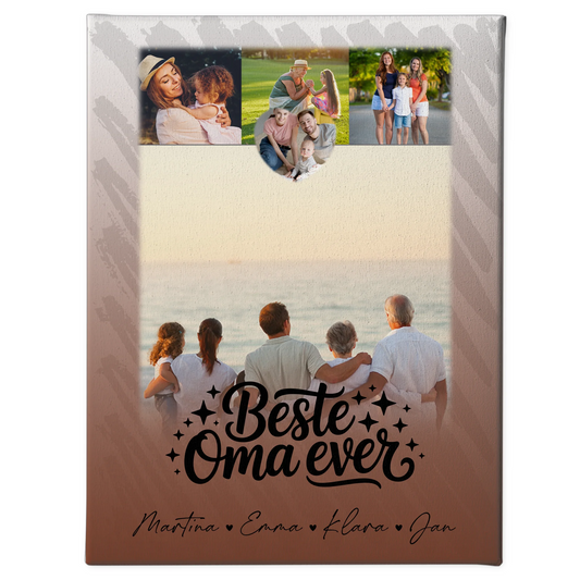 Personalisiertes Wandbild Oma mit 4 Fotos und 1 Kleines Herz Foto Beste Oma Ever 1