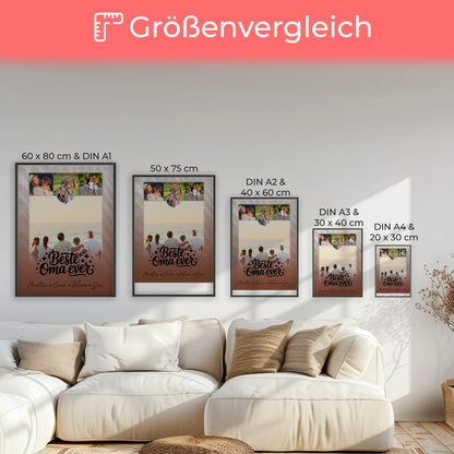 Personalisiertes Oma Plakat mit 4 Fotos und kleinem Herz für die Beste Oma Ever