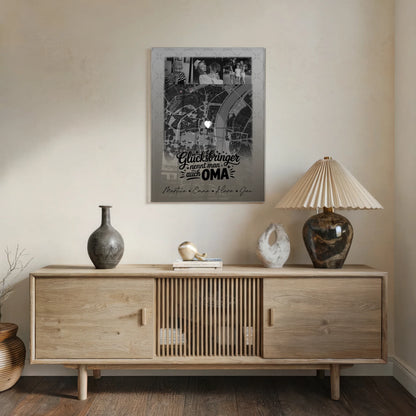 Oma Plakat Acrylglas Bild mit 4 Fotos und Karte Glücksbringer nennt man auch Bruder Schwarz-Weiß Personalisiertes Geschenk