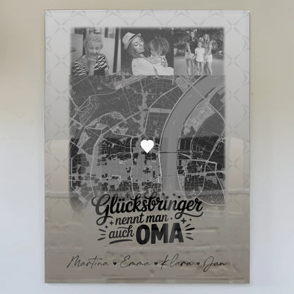 Oma Plakat Acrylglas Bild mit 4 Fotos und Karte Glücksbringer nennt man auch Bruder Schwarz-Weiß Personalisiertes Geschenk