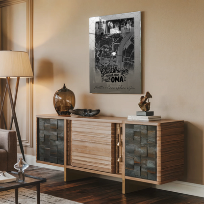 Oma Plakat Acrylglas Bild mit 4 Fotos und Karte Glücksbringer nennt man auch Bruder Schwarz-Weiß Personalisiertes Geschenk