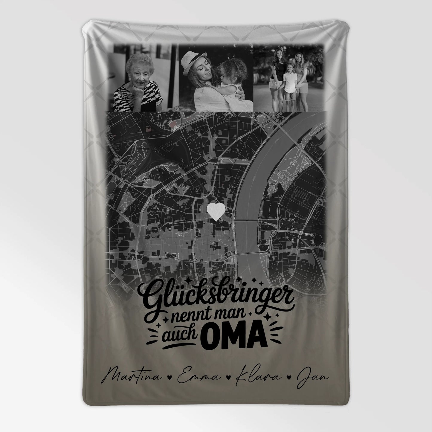 Personalisierte Kuscheldecke Mit Namen 4 Fotos Karte Schwarz-Weiß Glücksbringer Bruder 7
