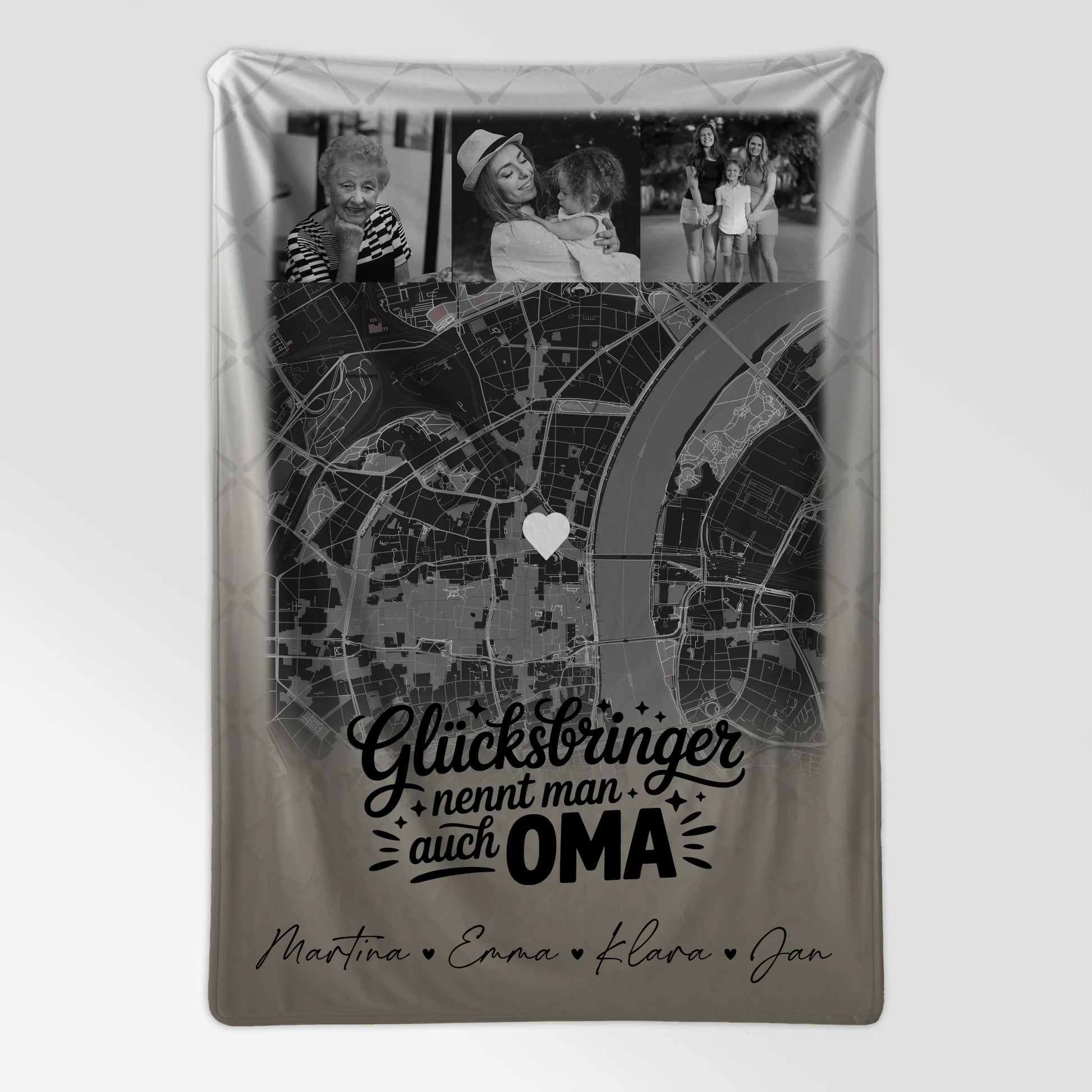 Personalisierte Kuscheldecke Mit Namen 4 Fotos Karte Schwarz-Weiß Glücksbringer Bruder 7