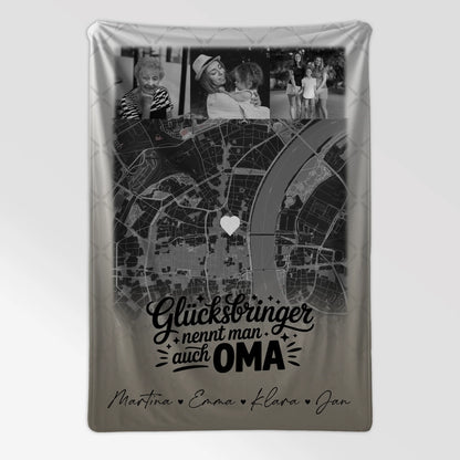 Personalisierte Kuscheldecke Mit Namen 4 Fotos Karte Schwarz-Weiß Glücksbringer Bruder 7