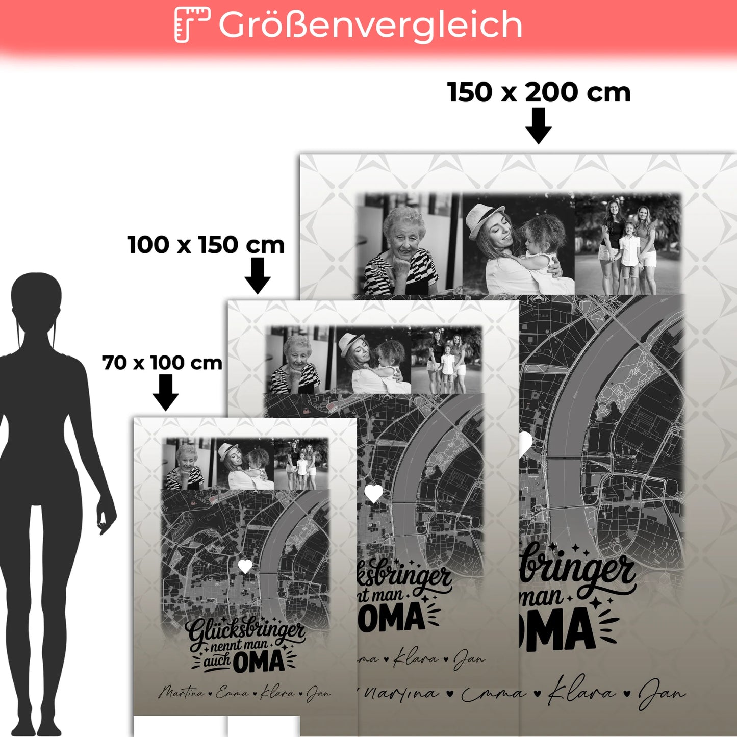 Personalisierte Kuscheldecke Mit Namen 4 Fotos Karte Schwarz-Weiß Glücksbringer Bruder 5