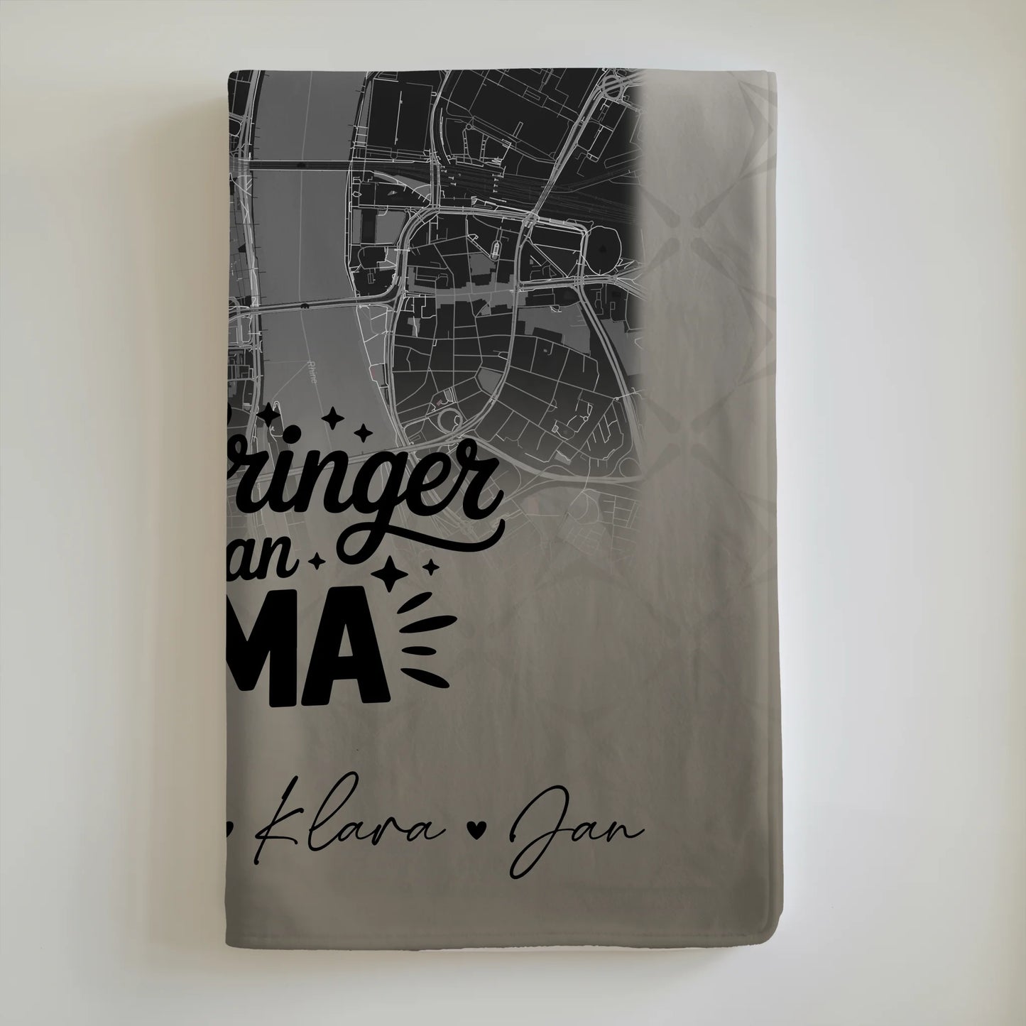 Personalisierte Kuscheldecke Mit Namen 4 Fotos Karte Schwarz-Weiß Glücksbringer Bruder 6