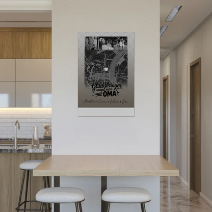 Personalisierte Wandbilder Oma mit 4 Fotos und Karte Schwarz-Weiß Glücksbringer nennt man auch Bruder 2