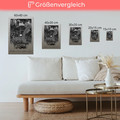Personalisierte Wandbilder Oma mit 4 Fotos und Karte Schwarz-Weiß Glücksbringer nennt man auch Bruder