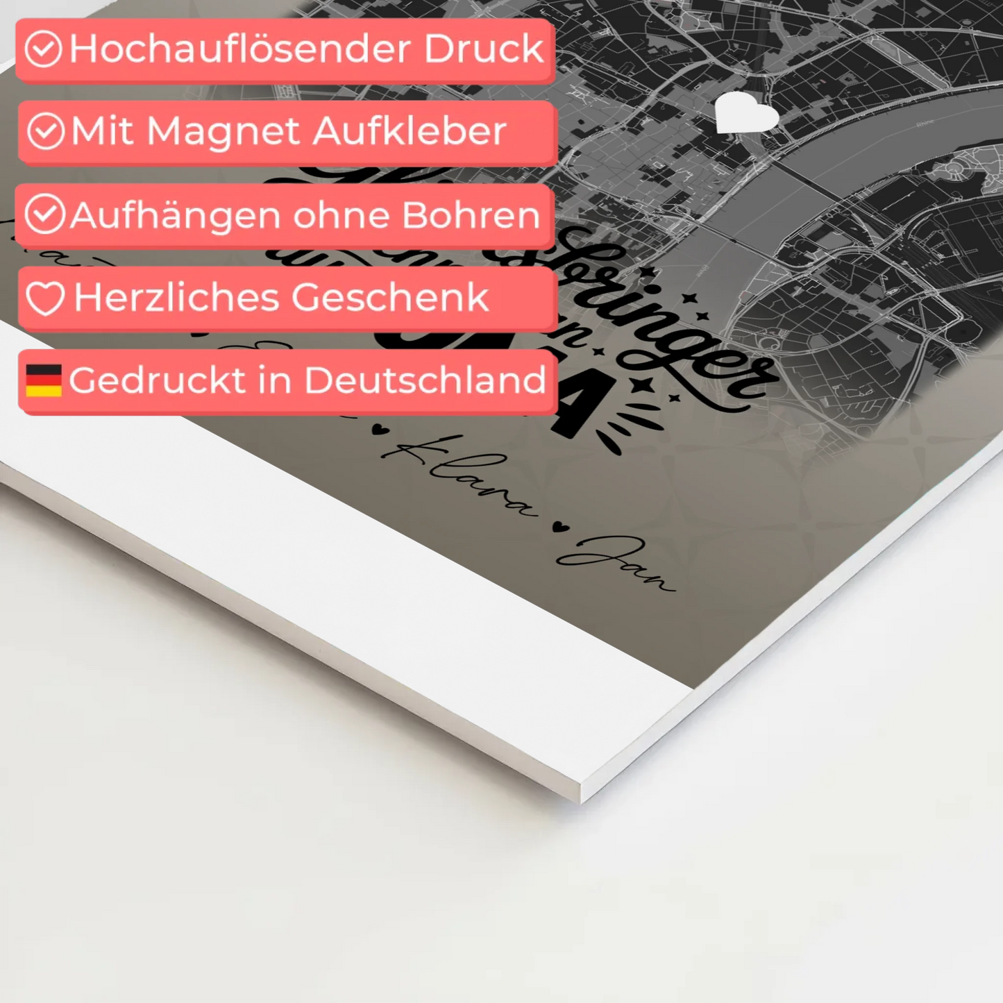 Personalisierte Wandbilder Oma mit 4 Fotos und Karte Schwarz-Weiß Glücksbringer nennt man auch Bruder 4