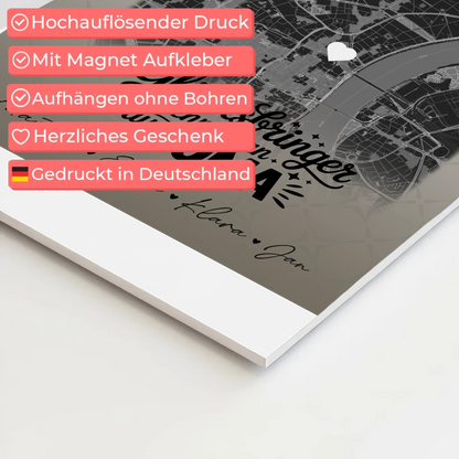 Personalisierte Wandbilder Oma mit 4 Fotos und Karte Schwarz-Weiß Glücksbringer nennt man auch Bruder 4