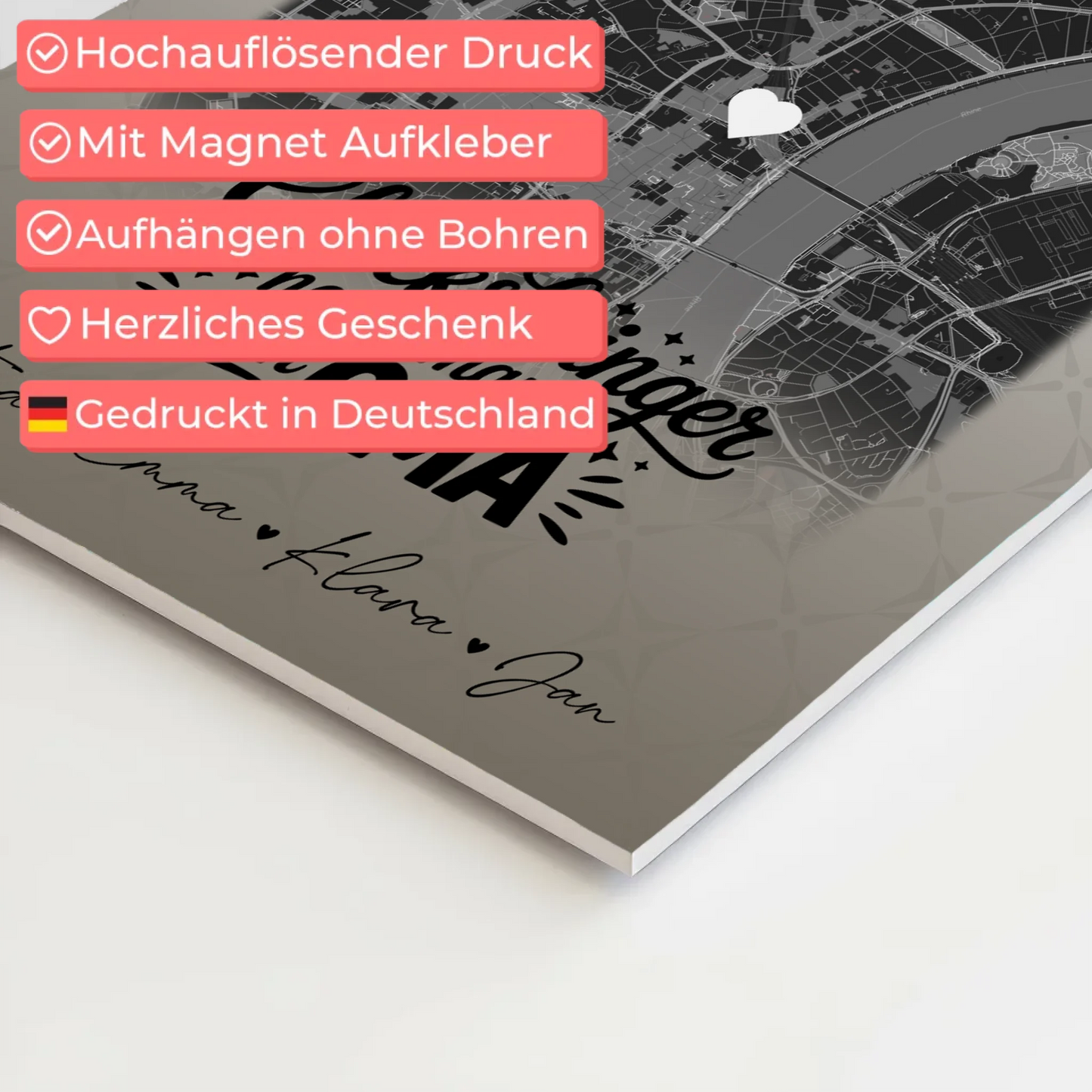 Personalisierte Wandbilder Oma mit 4 Fotos und Karte Schwarz-Weiß Glücksbringer nennt man auch Bruder 10